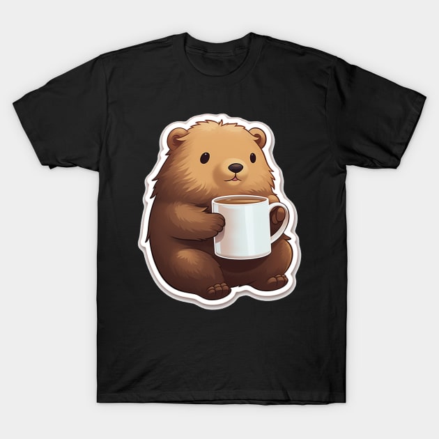 Cute Capybara drink a coffee T-Shirt by MilkyBerry